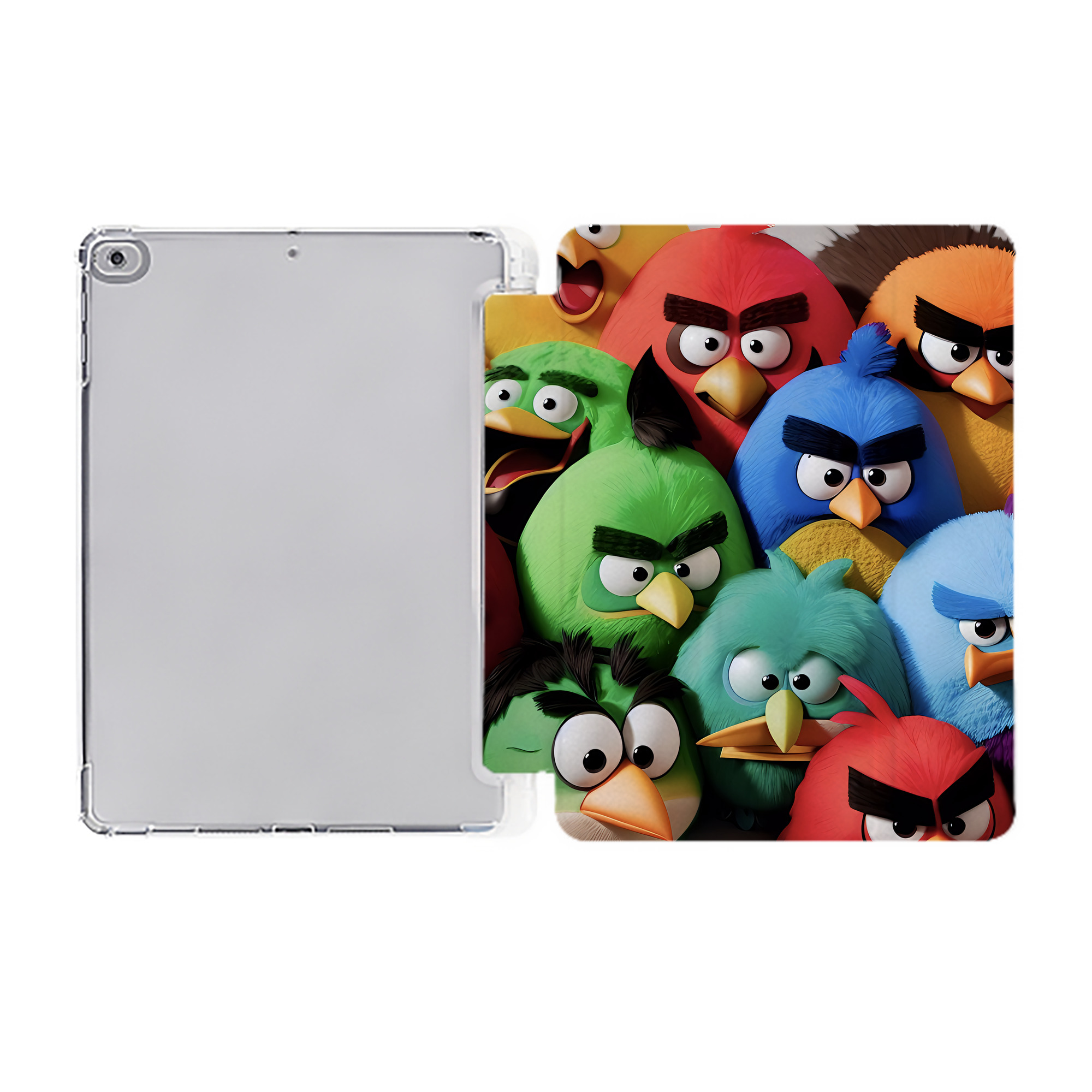 （画像用） Angry Birds アングリーバード IPad ケース ペン収納付き 三つ折りスタンド PUレザー×シリコン 対応機種9.5/10.5/10.9インチ